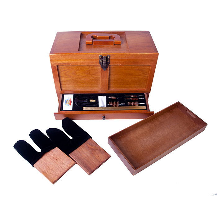 Gunmaster Wooden Toolbox with 17pc Universal Gun Cleaning Kit –